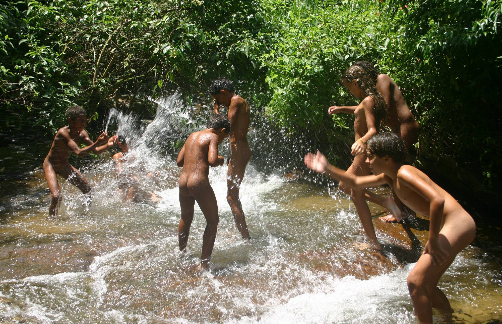 Pure Nudism Photos-Brazilian River Water Fight - 4