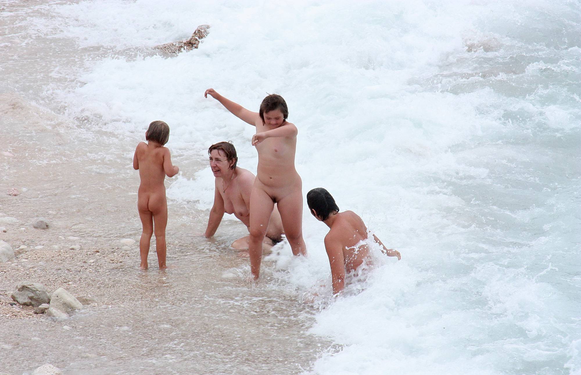 Pure Nudism-Wading In Coastal Waves - 2